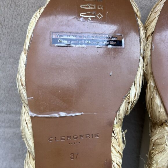 Clergerie Paris Lozy Creamy Beige Lambskin Leather Shoes Raffia Soles EU 37 US 6 - Picture 15 of 16